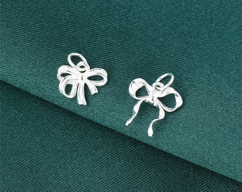 Sterling Silver Tiny Bow Charm, Girly Pendant