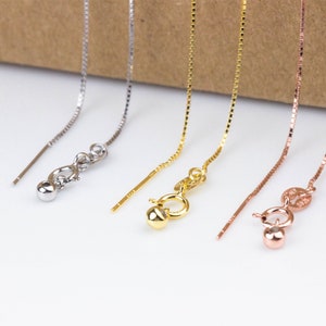 Sterling Silver box Chain  Rhodium Gold Rose gold Plated optional, 925 Silver adjustable Necklace chain w/ adjustable pin 16“ 18"