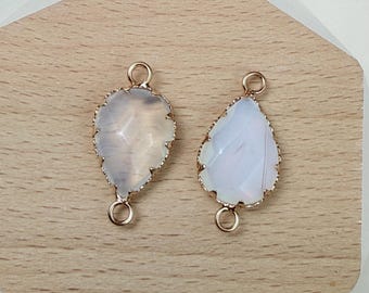 Natural Gemstone Water Drop Charm, Gold Plated Bezel, Geometric Teardrop Jewelry Making Supplies