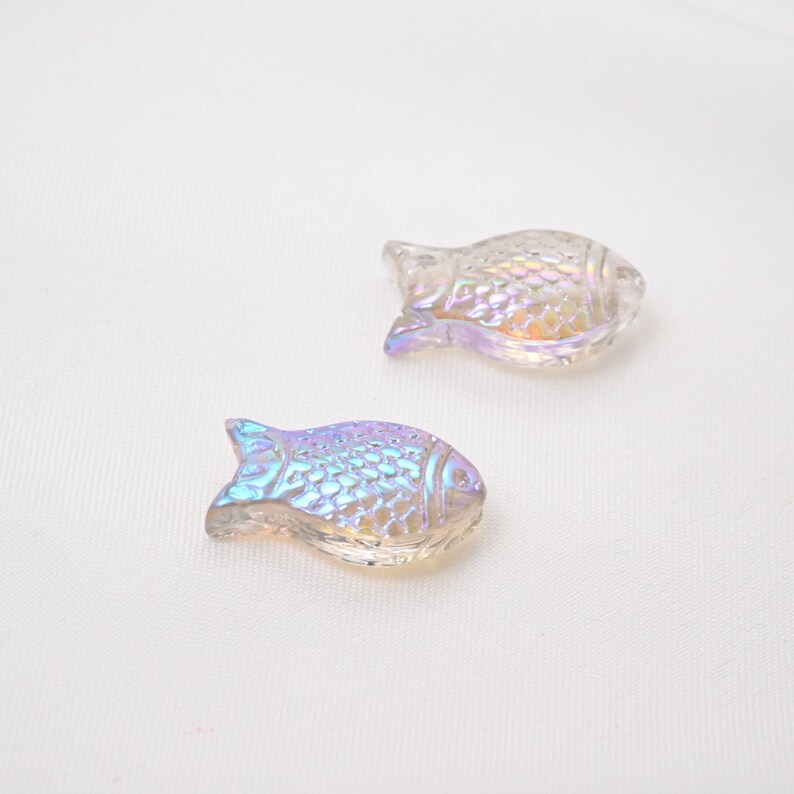 Iridescent Glass Fish Beads, Animal Charms, Jewelry Making Supplies image 11