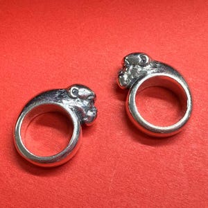 Sterling silver Twelve Zodiac Ring Bead, Rat, ox, tiger, rabbit, dragon, snake, horse, sheep, monkey, rooster,dog,pig Silver Large Hole Bead