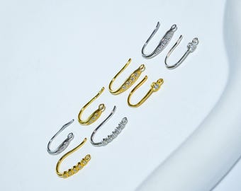S925 Sterling Silver CZ Earring Hooks, Micro Pave CZ French Ear Wires, DIY Jewelry Making Supplies, Wholesale Earring Finding with Loop