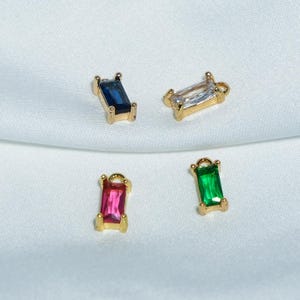 Vergoldeter CZ Rechteck Anhänger, Geometrische Schmuckherstellung (3.5 x 8 mm)