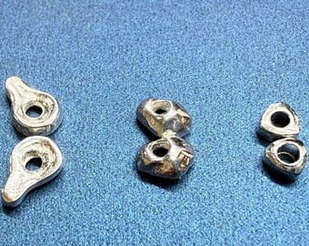 Sterling Silver Nugget Beads, Handmade Geometric Chip Beads