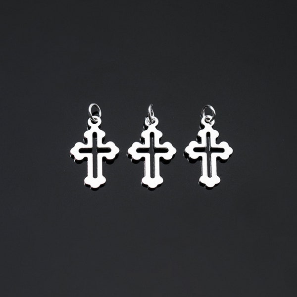 Sterling Silver Cross Charm Pendant, Crucifix Bracelet, Faith Necklace, Easter Earring, Small Charm, Christian Jewelry, Charms In Bulk