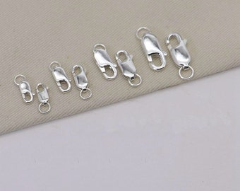 Sterling Silver Lobster Clasps, 925 Silver Rectangle Trigger Clasps, Spring Clasp, Lobster Claw Clasp, Necklace Clasp, Bracelet Clasp