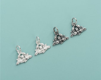 Sterling Silver Hibiscus Flower Connector Charm, 925 Silver