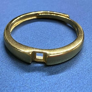 Anello quadrato in argento sterling, fascia regolabile impilabile (3 mm 5 mm)