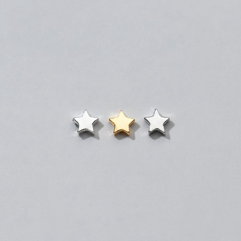 20 Stück Sterling Silber Stern Perlen, 925 Silber vergoldet Stern Bead, Stern Armband Bead, Stern Ohrring Beads, Shiny Star Spacer Bild 2