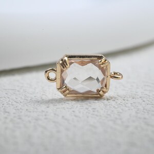 Gold Plated CZ Rectangle Charm, Geometric Birthstone Connector (8.5x16mm) image 3