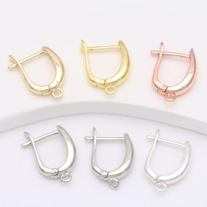 14K Gold Plated Lever Back Ear Wire, U Shape Ear Clasp, DIY Earring Base