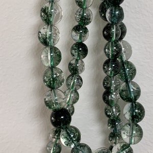 2 strands Optimized Natural Round Green Phantom Quartz Beads,  Quality 4A 16" Strand of Semiprecious Beads 4-12mm, beading supplies