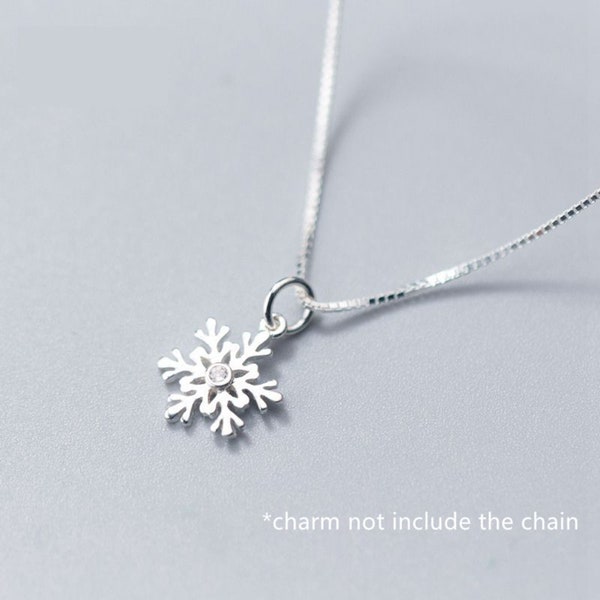 Sterling Silver Snowflake Charm Pendant, Snow Bracelet, Winter Necklace, Holiday Earring, Small Charm, Christmas Jewelry, Seasonal Charm