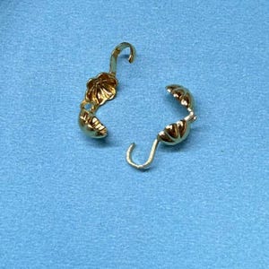 14K Gold Plated Clamshell Bead Tips, Gold Tone End Tip Cover For Jewelry Making, Fold Over Crimp Bead, Cover Ends Shell/Star/Heart/Flower