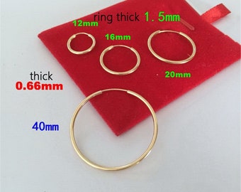 Orecchino a cerchio infinito riempito d'oro 14K, cerchi per orecchini a cerchio pieno d'oro, componente per orecchini, cerchi per orecchie rotondi 12mm 16mm 20mm 30mm 40mm 50mm 60mm