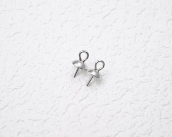 Gold Plated Stainless Steel Eye Pin Bail, Pearl Pendant Setting