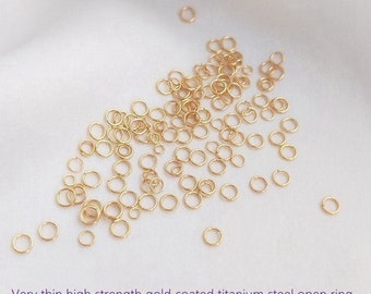 Gold Plated Over Titanium Steel Open Jump Rings, Open Round Ring Jewelry, Round Jump Rings 2mm 2.5mm 3mm thick 0.3mm(28Gauge) 0.4mm(26Gauge)