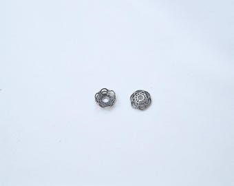 Tapones de cuentas de flores de plata esterlina, suministros para la fabricación de joyas vintage