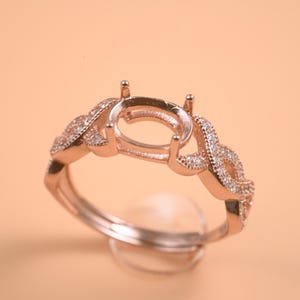 Sterling Silver Oval Ring Setting, Claw Prongs, Infinity Band (5x7mm 6x8mm 7x9mm)