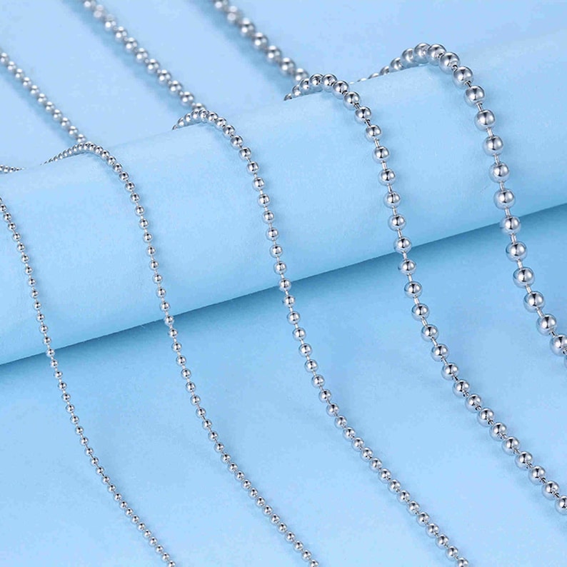 Sterling Silver Ball Bead Chain 925 Silver Necklace Chain Etsy