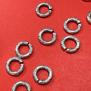 10 Sterling Silver vintage Open Jump Rings, fish pattern jump ring, 925 Silver open Ring 10mm, Bulk Jump Rings for Jewelry Making Supplies