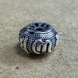 Sterling Silver Six Syllable Mantra Beads, Buddhist Bead, Prayer Bead, Tibetan Script Bead, Tantric Culture Bead, Buddhist Faith Bead