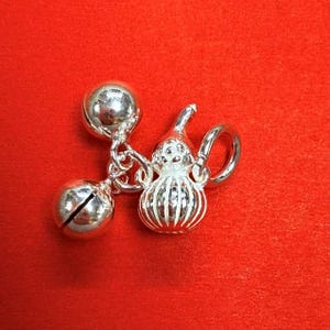 Breloque gourde en argent sterling, breloques gourde s925 avec cloche, breloques gourde, fournitures de fabrication de bijoux pendentif gourde