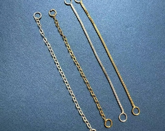 Sterling Silver Double Holes Earring Connector Chains, Silver Dangle Earrings Connector Chain,Cable/Box Chain Connector 3CM 4CM 5CM