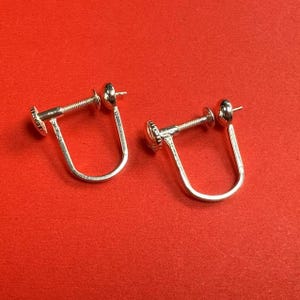 Sterling Silver Screw Back Non Pierced Earrings w/ Peg Mountings, 925 Silver Unpierced Earring for Earring Making, Pearl Earring Component