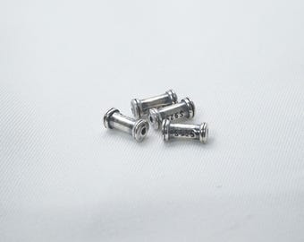 Facettierte Barrel Beads aus 925er Silber, Spacer Beads 3 x 6 mm