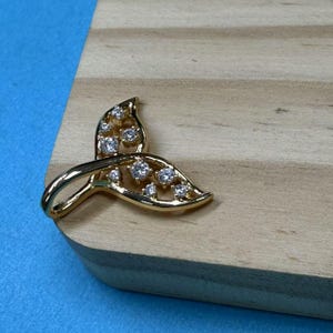 18K Gold Plated CZ Mermaid Charm, Gold Tone Fish Tail Charm for Jewelry Making Supplies, Animals Charm, Mermaid Tail Charm,Earring Charm DIY
