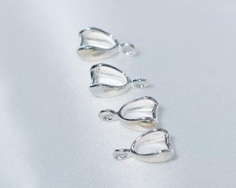 10pcs Sterling Silver Pinch Bails, Pendant Jewelry Making Supplies