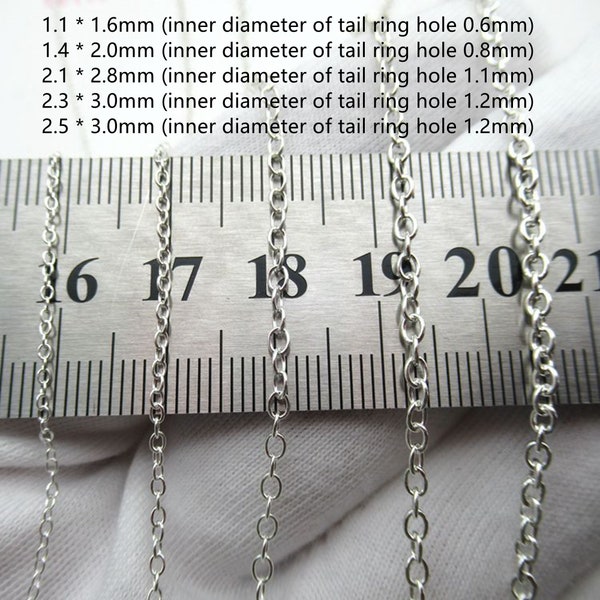 1 Meter Sterling Silber Runde Kabelkette, Schüttgut Kette, Silberkette für die Schmuckherstellung, unfertige Kette 1,1mm 1,4mm 2,1mm 2,3mm 2,5mm