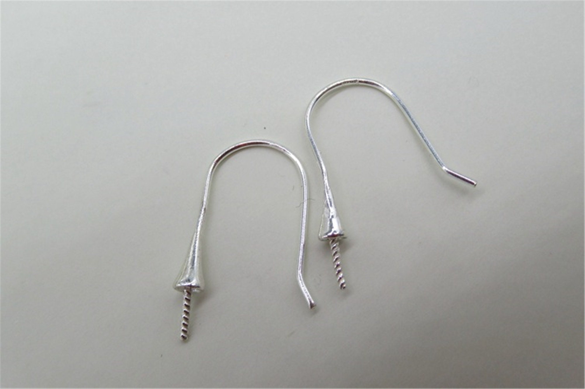Sterling Silver U-shaped Earring Hook With Screw Peg Mountings for Half  Drilled Bead, Silver Earring Wires, Ear Wire Hook, Earring Component 