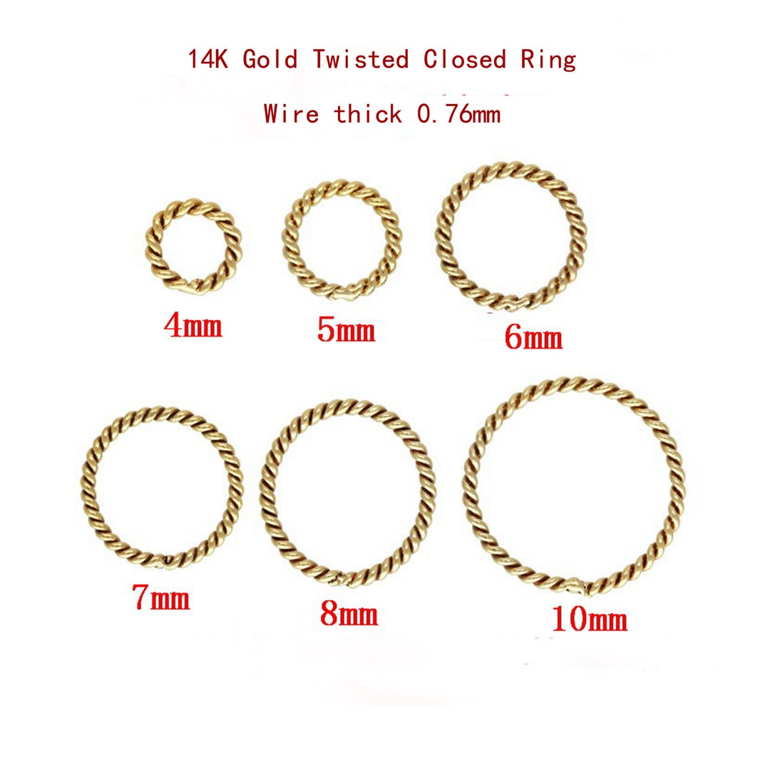 14K Gold Filled Twisted Jump Rings, Gold Filled Coiled Jump Rings