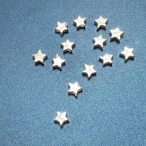 20pcs Sterling Silver Star Beads, 925 Silver Gold Plated Star Bead, Star Bracelet Bead, Star Earring Beads, Shiny Star Spacer