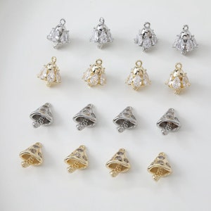 14K Gold Plated CZ Mushroom Pendant,Silver Tone Mushroom Charm , Botanical Charm, Forest Charm, Necklace Charm 12.7*16.4mm 12.1*17.6mm