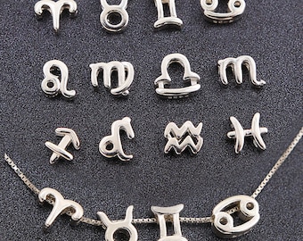 Sterling Silver Zodiac Beads, Horoscope Charms, Astrology Jewelry