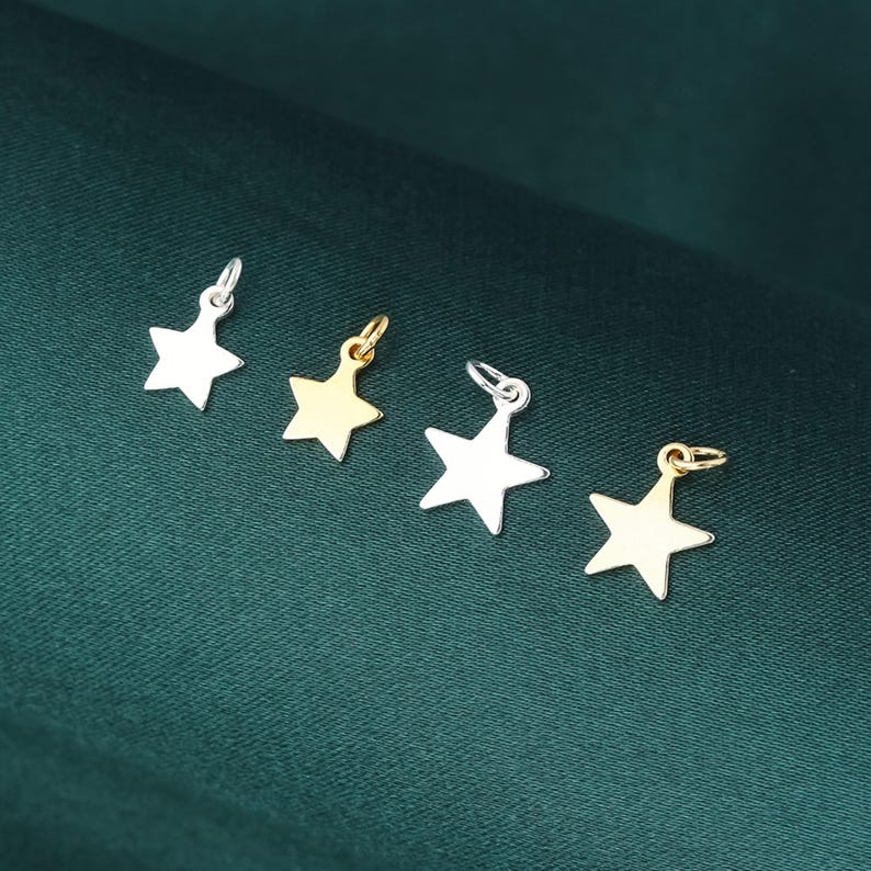 20 dijes de estrella de plata de ley, lámina de estrella brillante de 5 x 4 mm, joyería al por mayor imagen 9