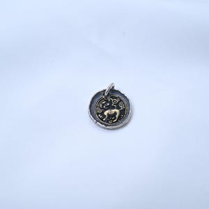 Sterling Silver Lion Charm Pendant, Round Animal Jewelry image 1