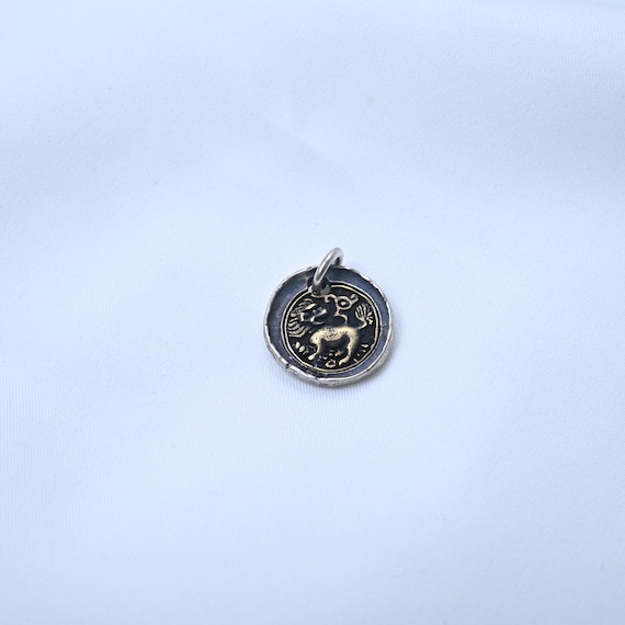 Sterling Silver Lion Charm Pendant, Round Animal Jewelry