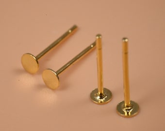 Sterling Silver Earring Posts with Flat Pad, DIY Earring Component (3mm-8mm)