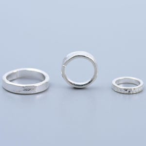 Sterling Silver Round Smooth Spacer Beads,Hammered Ring Bead, Bracelet Bead, Minimalist Round Discs,Large Hole Spacer Bead  6mm 7mm 9mm