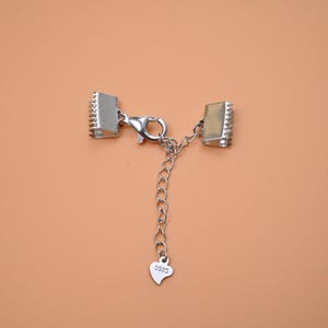 Extremos de cinta de plata esterlina con cierre de broche tejido brillante (6 mm, 8 mm, 10 mm)