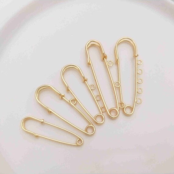 14K Gold Plated Safety Brooch Pin W Multi Loops Gold Tone Brooch