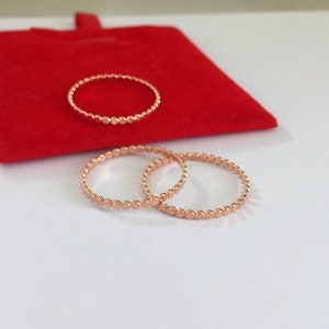 14K Rose Gold Filled Hammered Bead Band Rings, Rose Gold Filled Knuckle Ring, Closed Stackable Ring 15.7mm 16.5mm 17.3mm 18.2mm 19mm image 4