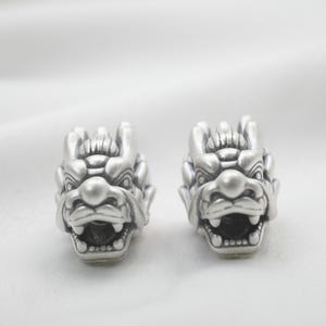 Sterling Silver Dragon Head Bead, Zodiac Bracelet Spacer