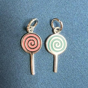 Sterlingzilveren emaille lolly bedelhanger, snoeparmband, ketting met zoetigheid, suikerachtige oorbel, dessertsieraden, voedselcharme