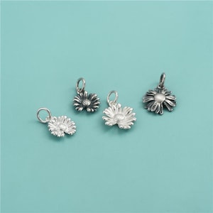 Sterling Silver Daisy Charm Pendant, Botanical Bracelet, Spring Necklace, Garden Earring, Nature Jewelry, Flower Charm, Charms In Bulk