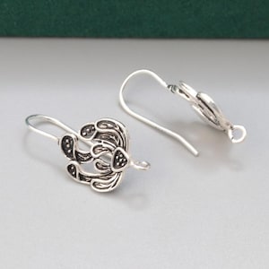Sterling Silber Blatt Ohrring Haken, s925 Silber Blatt Haken Ohrringe für die Schmuckherstellung, Blatt Ohrhaken mit Schlaufe, Ohr Draht, Ohrring Komponente